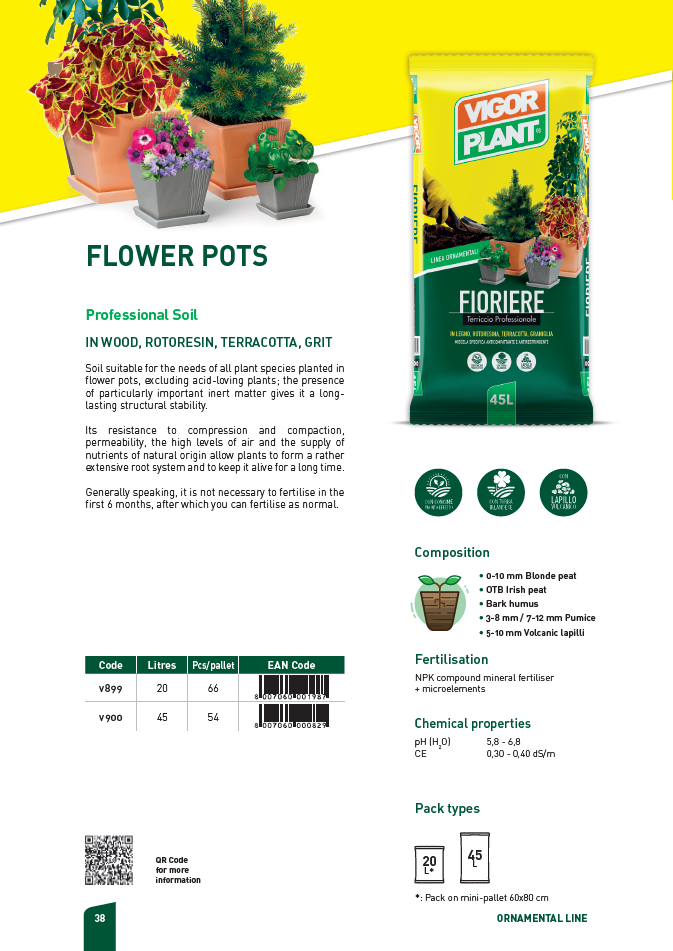 Fioriere V899C - 20L 盆栽專用營養土 意大利進口種植土 適用於木箱 樹脂花盆 陶盆 塑料花盆等各種材質的盆